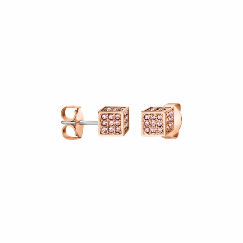 Boucles d'oreilles Calvin Klein Rocking en métal doré rose et cristaux précieux