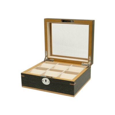 Boite à montres Kronokeeper Clipperton 6 en bois gris avec couvercle en verre