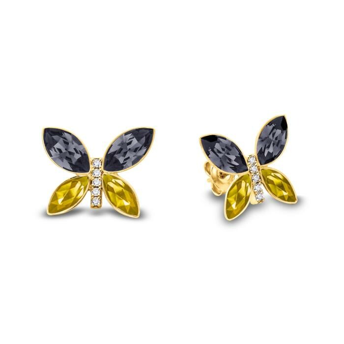 Boucles d'oreilles Spark Imago en argent plaqué or jaune et cristaux