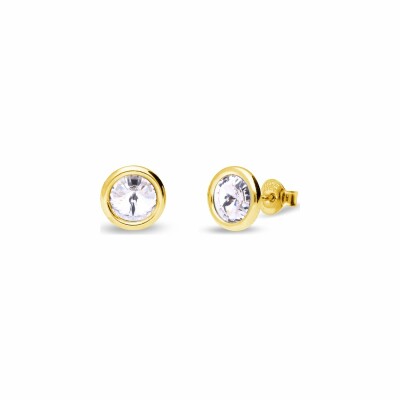 Boucles d'oreilles Spark Tiny Bonbon Studs en argent plaqué or jaune et cristaux