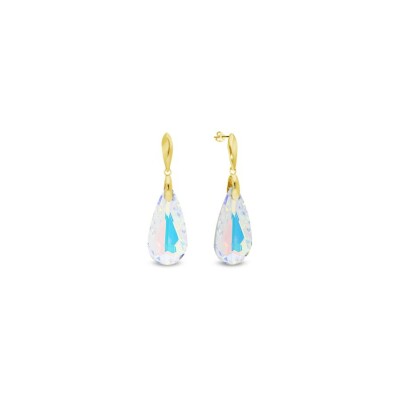 Boucles d'oreilles Spark Larme en argent plaqué or jaune et cristaux