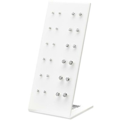 Kit 12 clous d'oreilles  en argent rhodié et oxyde de zirconium