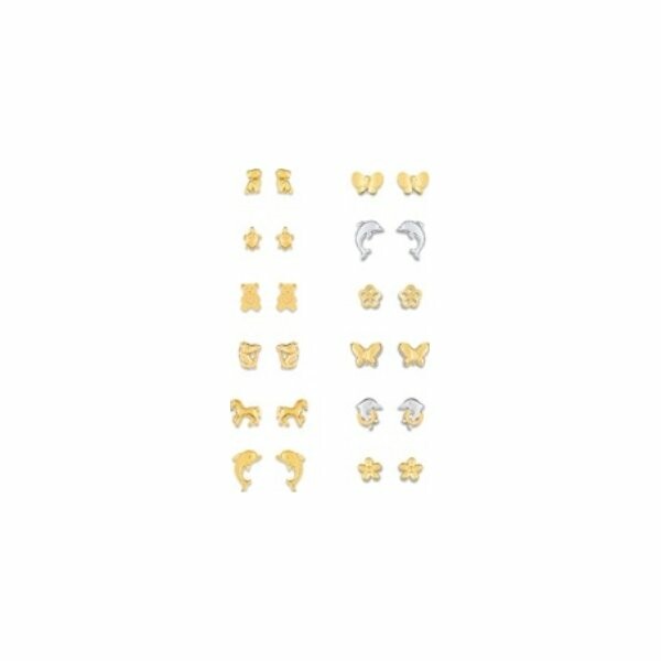 Kit de 12 boucles d'oreilles en or jaune