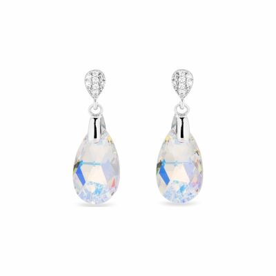 Boucles d'oreilles Spark Dainty Drop en argent plaqué platine et cristaux