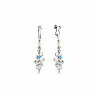 Boucles d'oreilles Spark Bicone en argent plaqué platine et cristaux