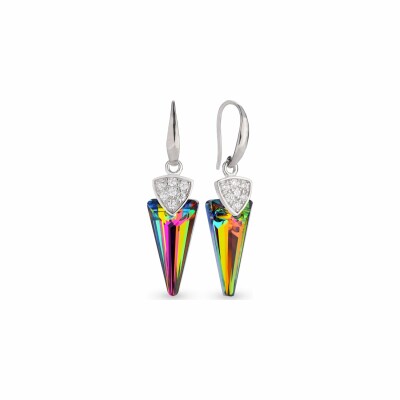 Boucles d'oreilles Spark Spike en argent plaqué platine et cristaux