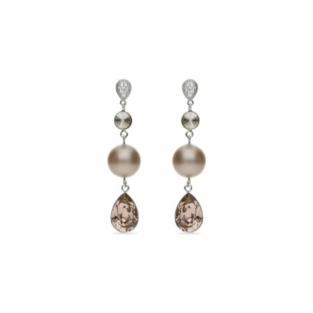 Boucles d'oreilles Spark Primadonna en argent, cristaux, perles de cristaux et zircone