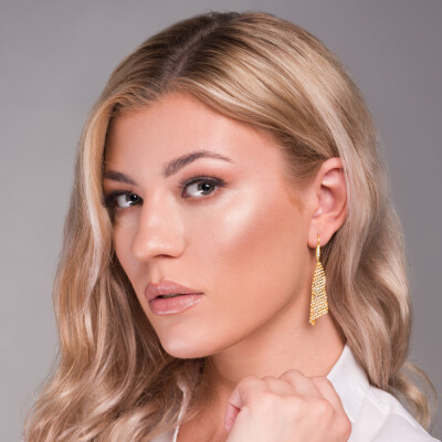 Boucles d'oreilles Spark Elegance en argent plaqué or jaune et cristaux