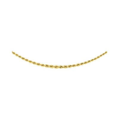 Chaîne maille corde en or jaune, taille 45cm