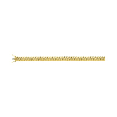 Bracelet chaîne maille américaine droite 10mm en or jaune