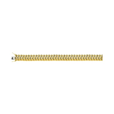 Bracelet chaîne maille américaine droite 16mm en or jaune, taille 20cm