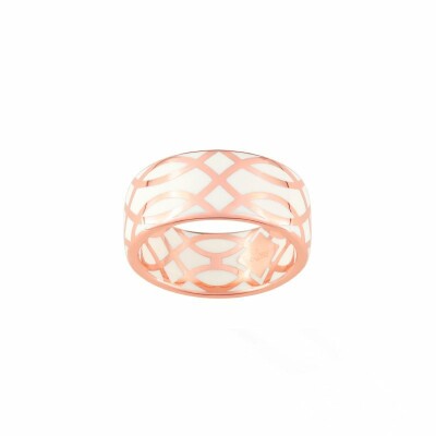 Bague en or rose et laque blanc ivoire