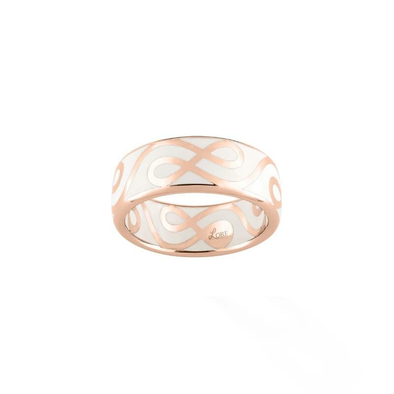 Bague en or rose et laque blanche ivoire