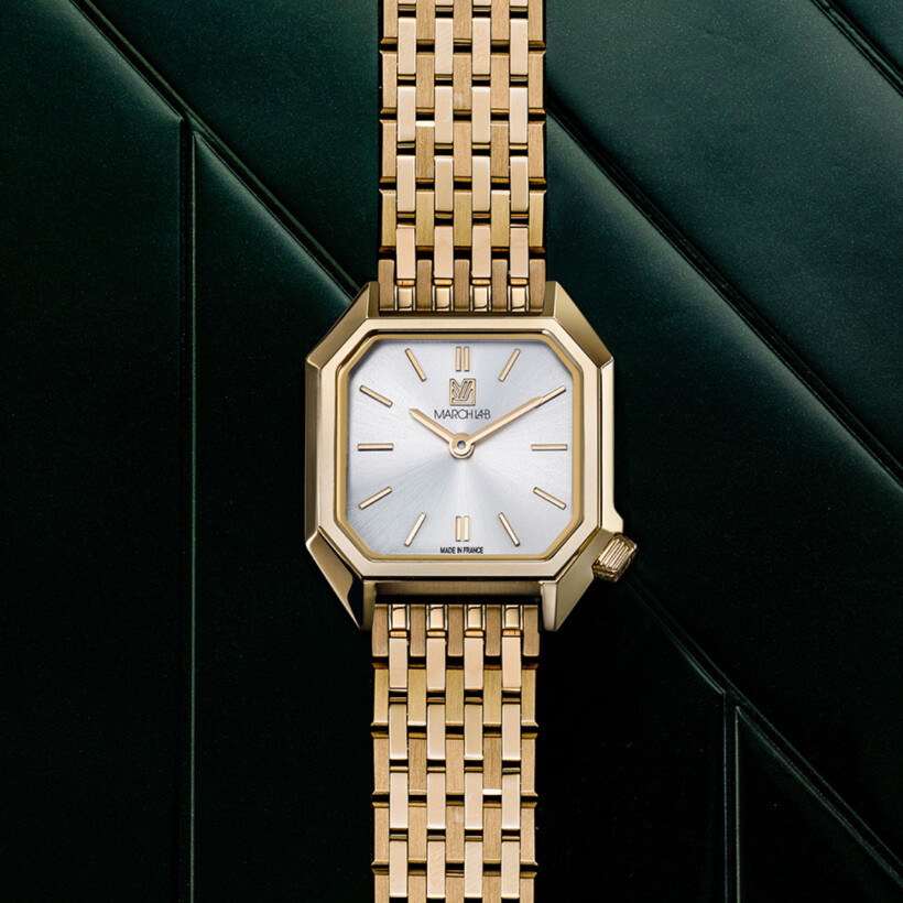 March LA.B LADY MANSART ELECTRIC 26 MM Watch - CONTINENTAL - Brushed polished steel 9 gold links