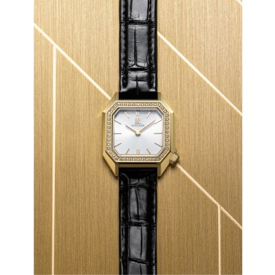 Montre March LA.B Lady Mansart Electrique - Diamants Or 18k - Alligator Noir