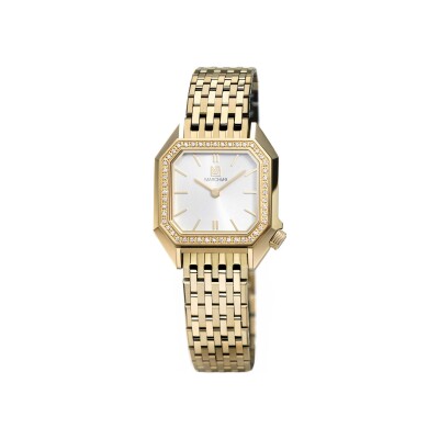Montre March LA.B Lady Mansart Electrique - Diamants Or 18k - Acier Poli-Brossé 9 maillons Plaqué Or