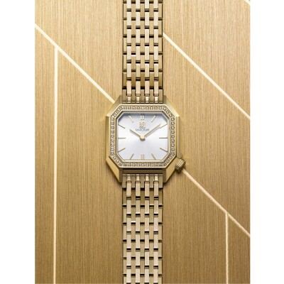 Montre MARCH LA.B LADY MANSART Electrique - Diamants Or 18k - Acier Poli-Brossé 9 maillons Plaqué Or
