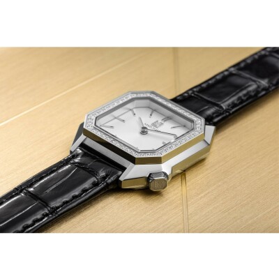 Montre MARCH LA.B LADY MANSART Electrique - Diamants Acier - Alligator Noir