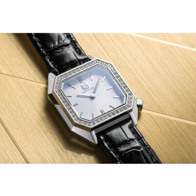 Montre MARCH LA.B LADY MANSART Electrique - Diamants Acier - Alligator Noir