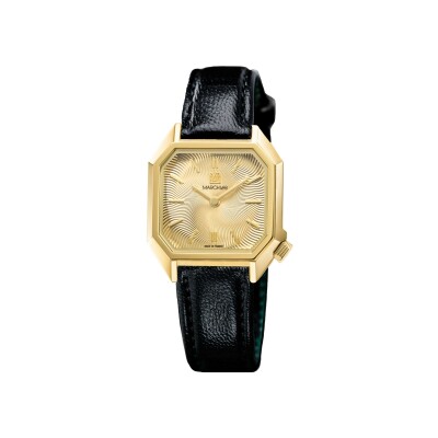 Montre March LA.B Lady Mansart Electrique - Spirale Or - Chevreau Noir