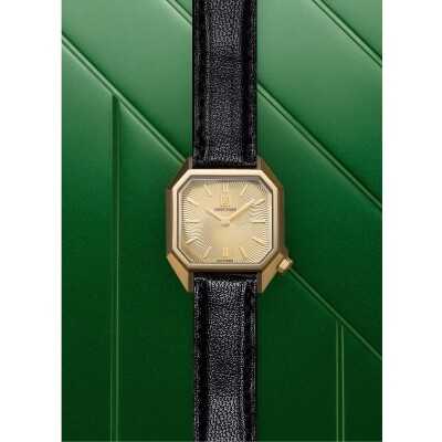 Montre MARCH LA.B LADY MANSART Electrique - Spirale Or - Chevreau Noir