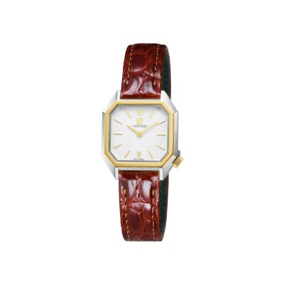 Montre March LA.B Lady Mansart Electrique - Metalic - Alligator marron 