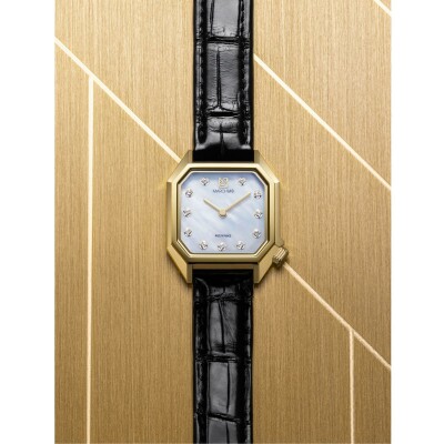 Montre MARCH LA.B LADY MANSART Electrique - Nacre Or 18k - Alligator Noir