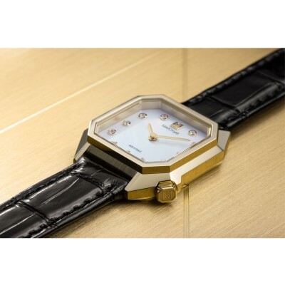 Montre MARCH LA.B LADY MANSART Electrique - Nacre Or 18k - Alligator Noir