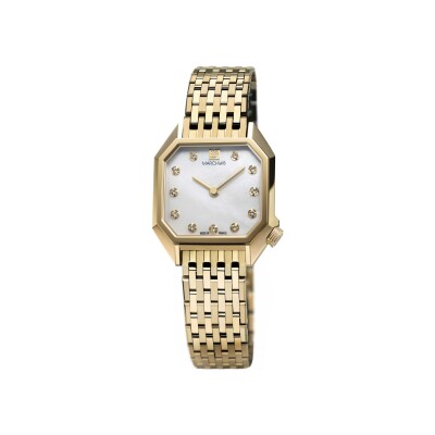 Montre March LA.B Lady Mansart Electrique - Nacre Or 18k - Acier Poli-Brossé 9 maillons Plaqué Or
