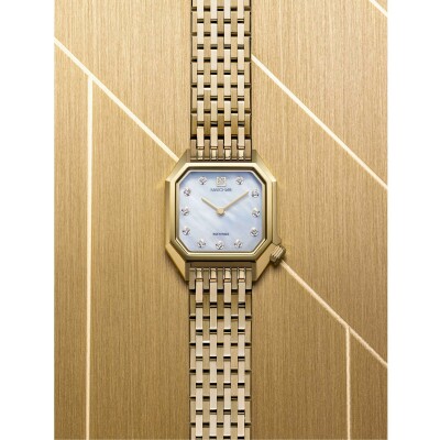 Montre MARCH LA.B LADY MANSART Electrique - Nacre Or 18k - Acier Poli-Brossé 9 maillons Plaqué Or