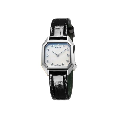 Montre March LA.B Lady Mansart Electrique - Nacre Acier - Alligator Noir