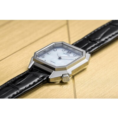 Montre MARCH LA.B LADY MANSART Electrique - Nacre Acier - Alligator Noir