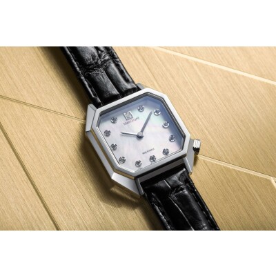 Montre MARCH LA.B LADY MANSART Electrique - Nacre Acier - Alligator Noir