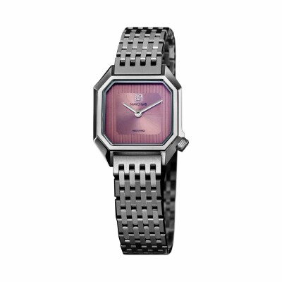 Montre March LA.B Lady Mansart Electrique 26 mm - Rose - Acier Poli Brossé 9 Maillons