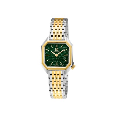Montre March LA.B Lady Mansart Electrique - Tweed Emerald - Acier poli-brossé 9 maillons bicolore
