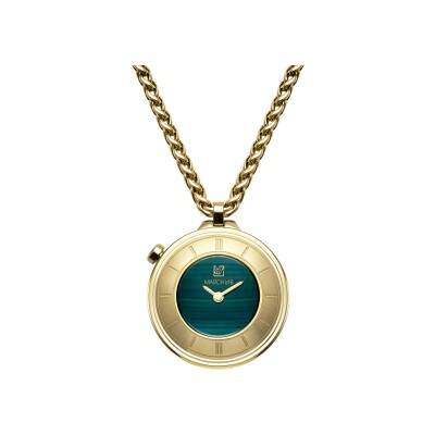 Montre sautoir March LA.B Lady Volante Electrique - Malachite - Sautoir Gold