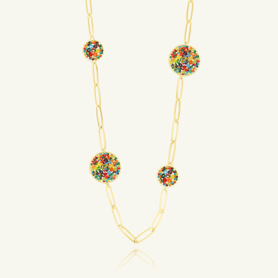 Sautoir Sàntibé Bijoux Laguna en laiton, métal doré et perles multicolore