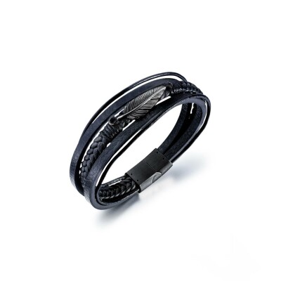 Bracelet LeeCooper en acier PVD et cuir