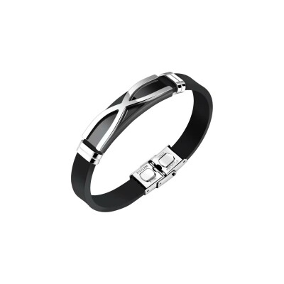 Bracelet LeeCooper en acier noir et cuir