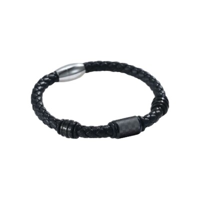 Bracelet LeeCooper en acier noir et cuir