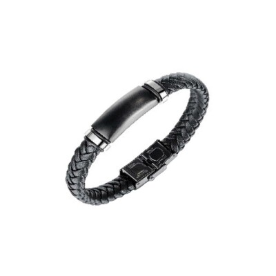 Bracelet LeeCooper en acier noir et cuir