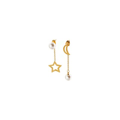 Boucles d'oreilles LeeCooper en métal doré et perles