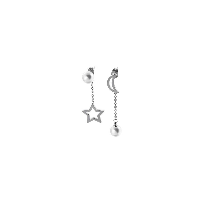 Boucles d'oreilles pendantes LeeCooper en acier et perles