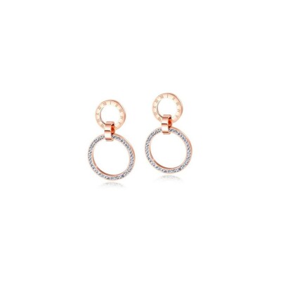 Boucles d'oreilles LeeCooper en métal doré rose et oxydes de zirconium