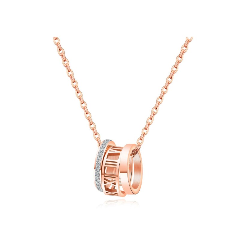 Collier LeeCooper en métal doré rose et oxydes de zirconium