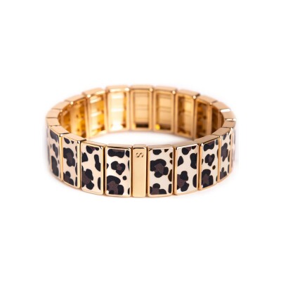 Bracelet Simone à Bordeaux Léopard Encre en métal doré émaillé
