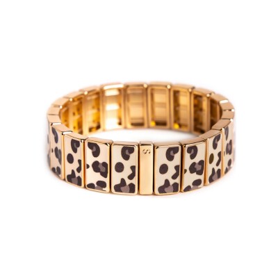 Bracelet Simone à Bordeaux Léopard Marron en métal doré émaillé