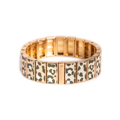 Bracelet Simone à Bordeaux Léopard Sauge en métal doré émaillé