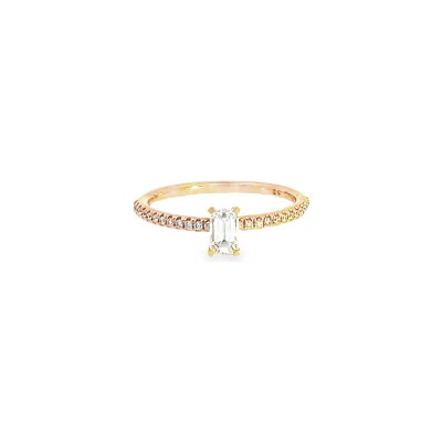 Bague Solitaire en or rose et diamants