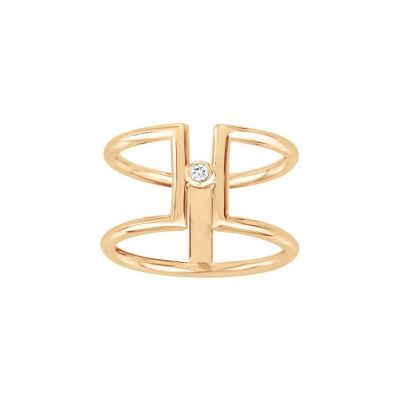 Bague La Garçonne en plaqué or et diamant 0.015ct
